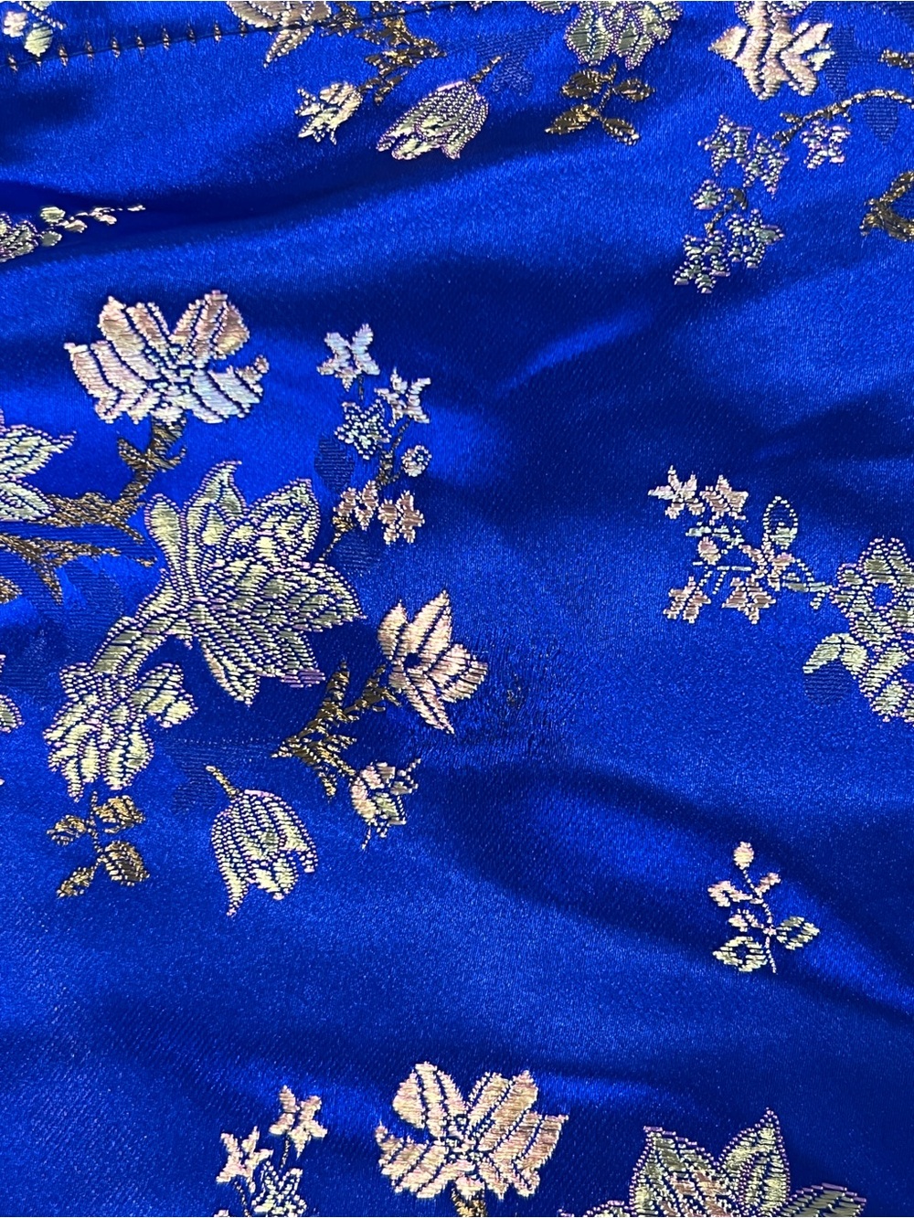 Fashion Nova Royal Blue Satin Floral Corset Crop Top with Gold Accents Sz 1X - Picture 15 of 16